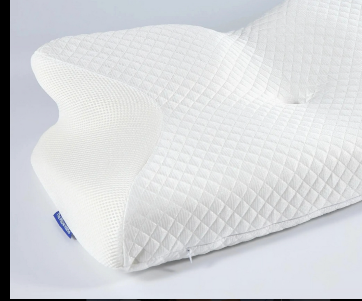 Close-up of the Axis pillowcase quilted fabric, breathable mesh and zipper; pillow not included